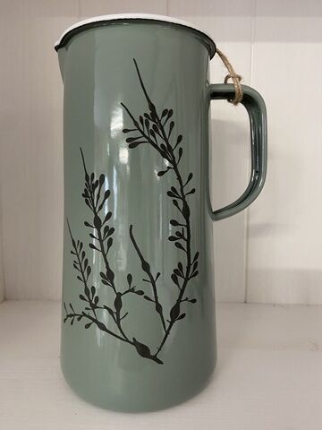 Seaweed Etched Enamelware 3 Pint Jug Tarragon - Egg Wrack