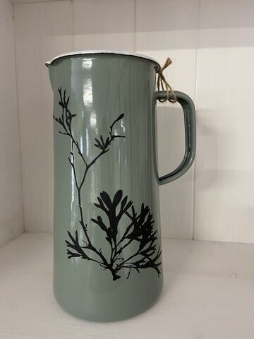 Seaweed Etched Enamelware 3 Pint Jug Tarragon - Bladder Wrack