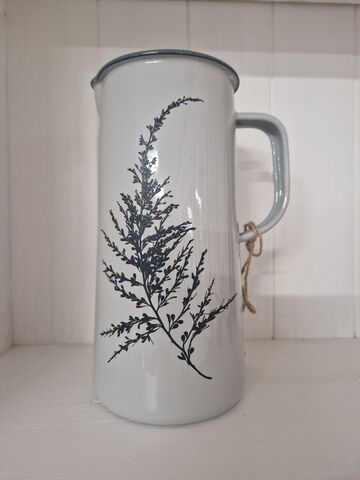 Seaweed Etched Enamelware 3 Pint Jug Oyster Grey - Wireweed