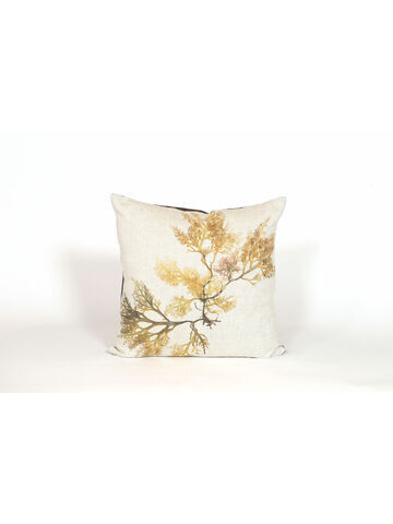 Seaweed Print Linen Square Cushion Cover - Royal Fern Weed