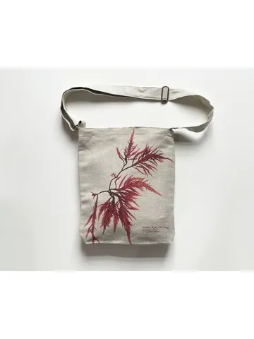 Seaweed Print Linen Shoulder Bag - False Eyelash Weed