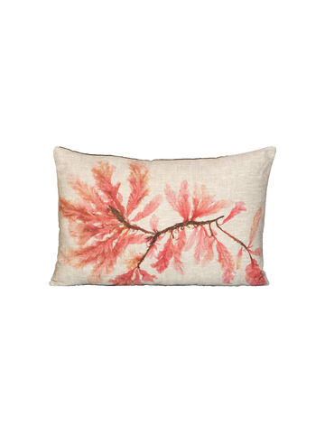 Seaweed Print Linen Oblong Cushion Cover - Sea Beech