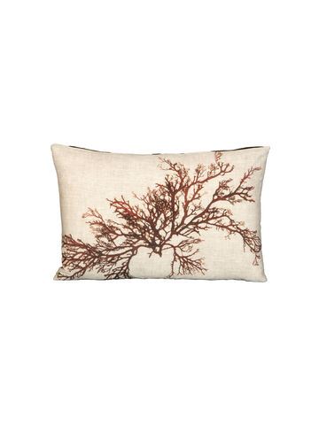 Seaweed Print Linen Oblong Cushion Cover - Berry Wart Cress