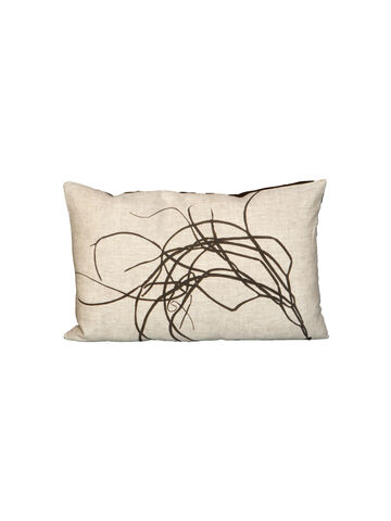 Seaweed Print Linen Oblong Cushion Cover - Sea Spaghetti