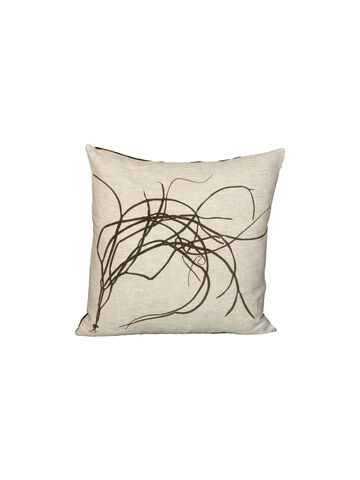 Seaweed Print Linen Square Cushion Cover - Sea Spaghetti