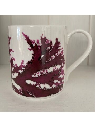 Seaweed Print Bone China Mug - Beautiful Fan Weed (dark)