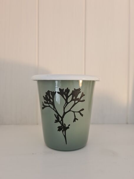 Seaweed Etched Enamelware Tumbler Tarragon - Bladder Wrack