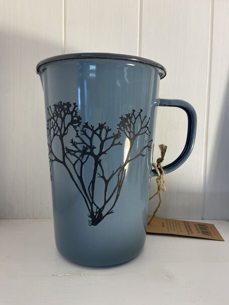 Seaweed Etched Enamelware 2 pint Measuring Jug Pigeon Grey - Irish Moss