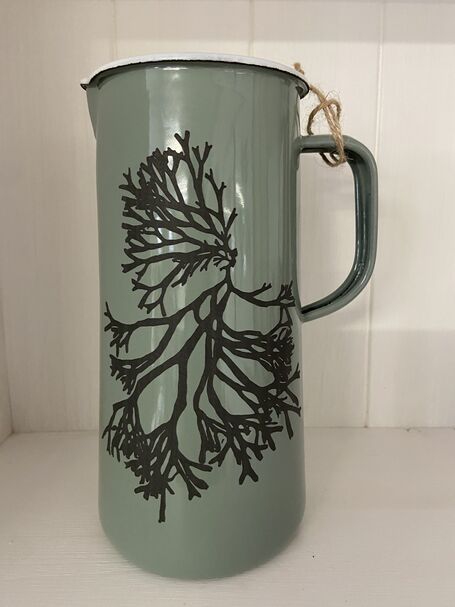 Seaweed Etched Enamelware 3 Pint Jug Tarragon  - Channel Wrack