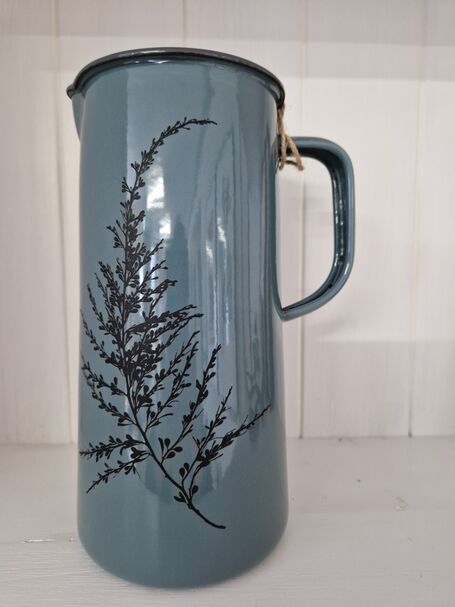 Seaweed Etched Enamelware 3 Pint Jug Pigeon Grey - Wireweed