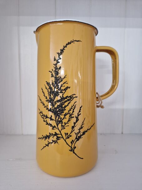 Seaweed Etched Enamelware 3 Pint Jug Mustard - Wireweed