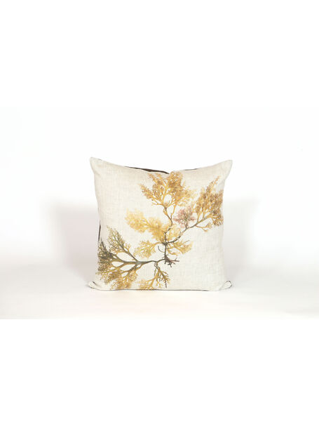 Seaweed Print Linen Square Cushion Cover - Royal Fern Weed