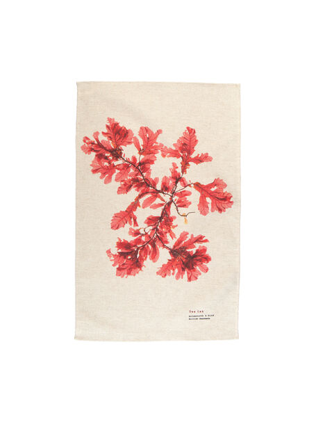 Seaweed Print Natural (un-bleached) Linen Union Tea Towel - Sea Oak