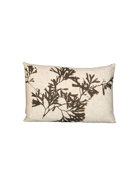 Seaweed Print Linen Oblong Cushion Cover - Bladder Wrack