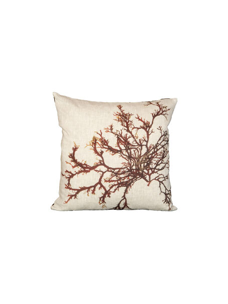 Seaweed Print Linen Square Cushion Cover - Berry Wart Cress