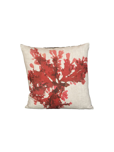 Seaweed Print Linen Square Cushion Cover - Leafy Rose Weed