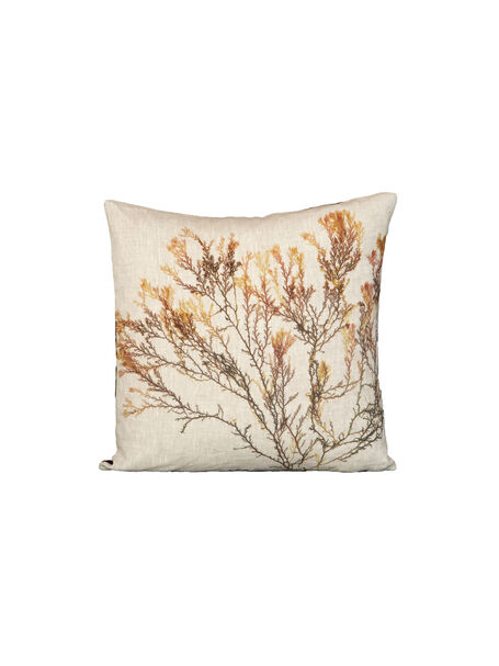 Seaweed Print Linen Square Cushion Cover - Red Comb Weed (brown)