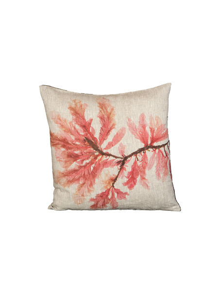 Seaweed Print Linen Square Cushion Cover - Sea Beech