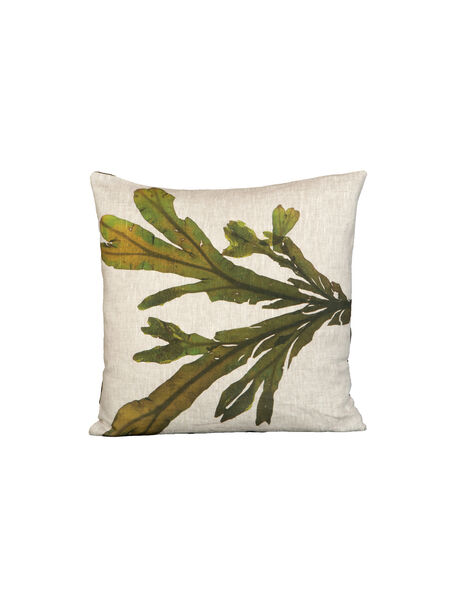 Seaweed Print Linen Square Cushion Cover - Spiral Wrack