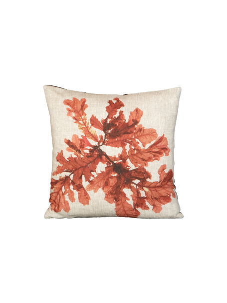 Seaweed Print Linen Square Cushion Cover - Sea Oak